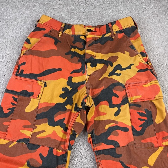 Rothco Military Pants Mens Small Regular Orange Woodland Camo Cargo BDU Tactical - Picture 2 of 12